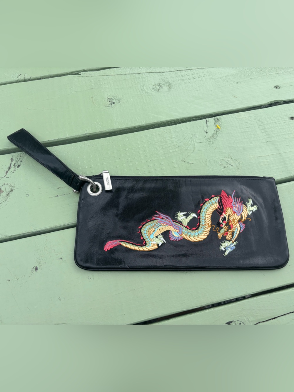 Hobo Zoe Leather Wristlet Purse Wallet Dragon Y2K